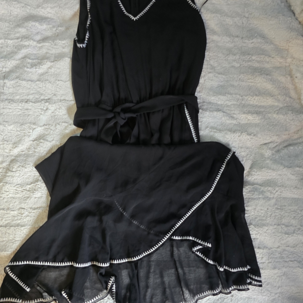 Vince Camuto Black Midi Dress with White Trim